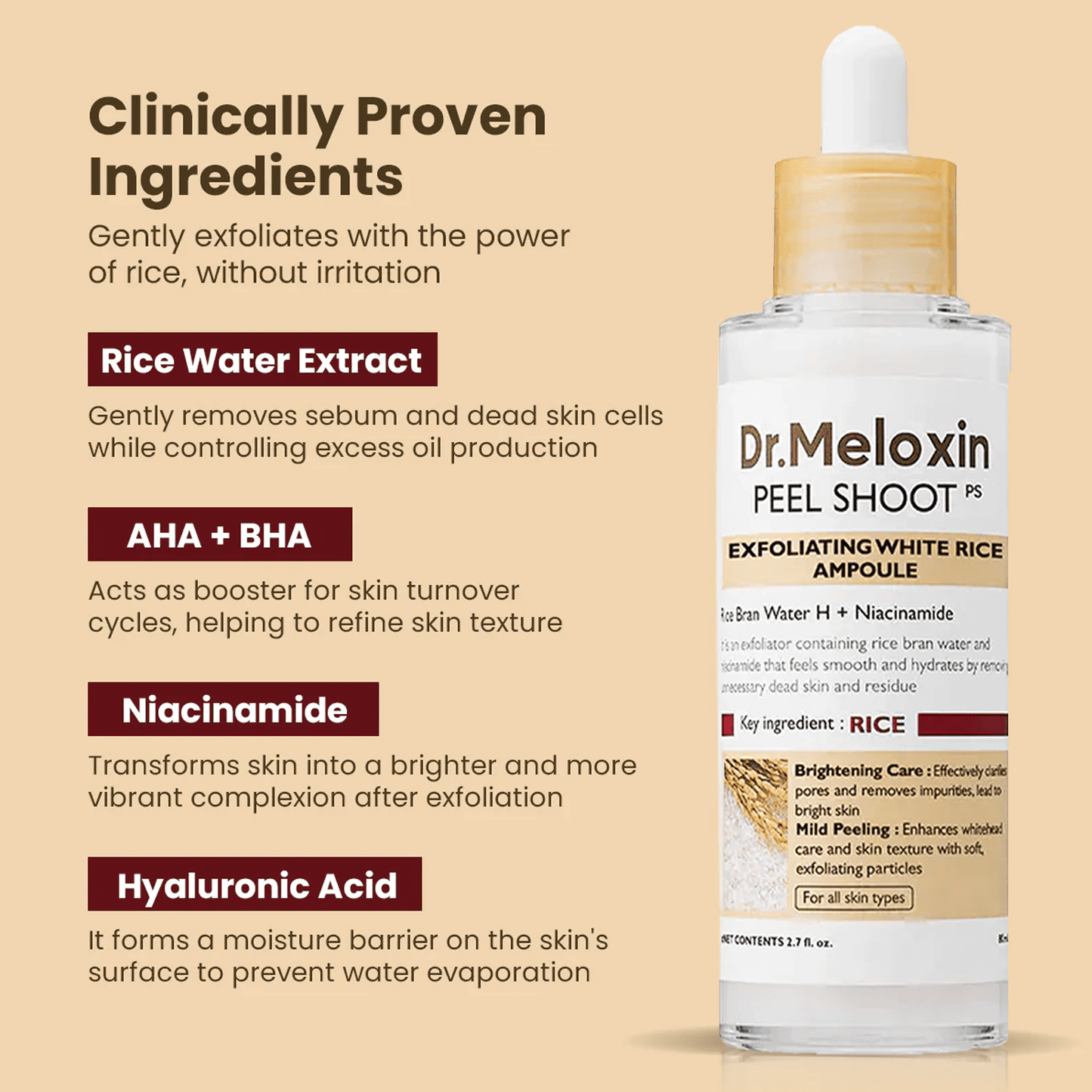 Dr. Meloxin PEEL SHOOT GlowShot Exfoliant Rice Ampoule