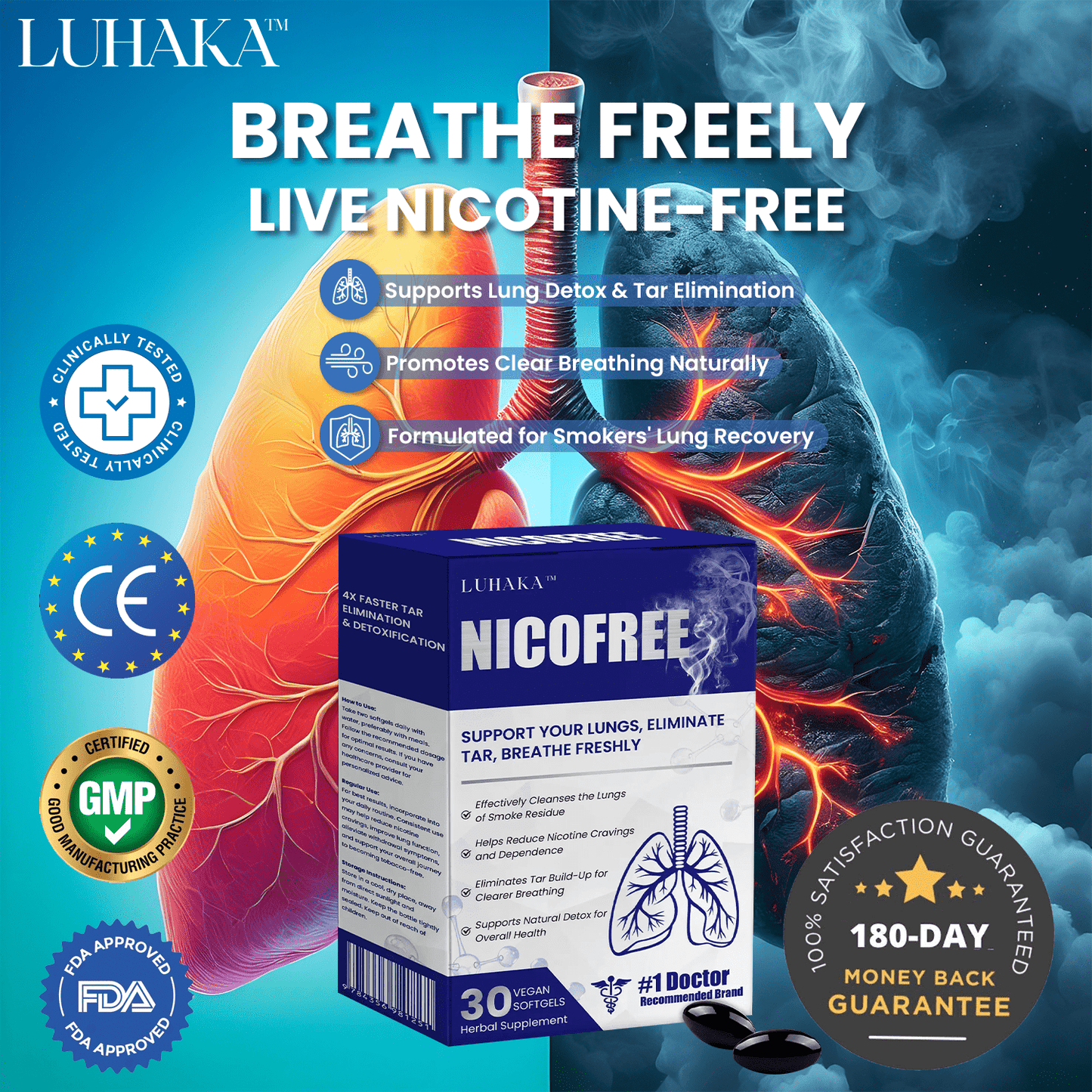 Luhaka™ Nicofree Tar Removal & Quit Smoke Support Ultra