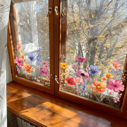 ✨LAST DAY 70% OFF - 💐Colorful Floral Bouquet Window Sticker🖼️(Cut to size freely)Ultra01