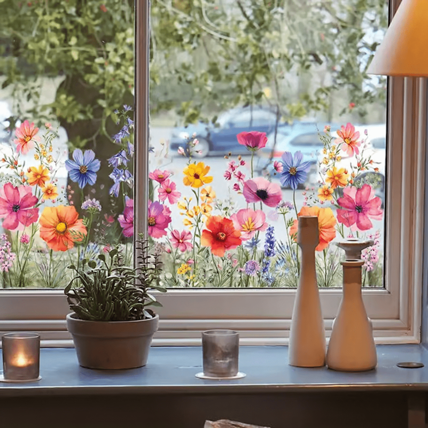 ✨LAST DAY 70% OFF - 💐Colorful Floral Bouquet Window Sticker🖼️(Cut to size freely)Ultra01