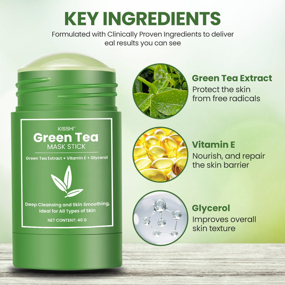 KISSHI™ Green Tea Mask Stick