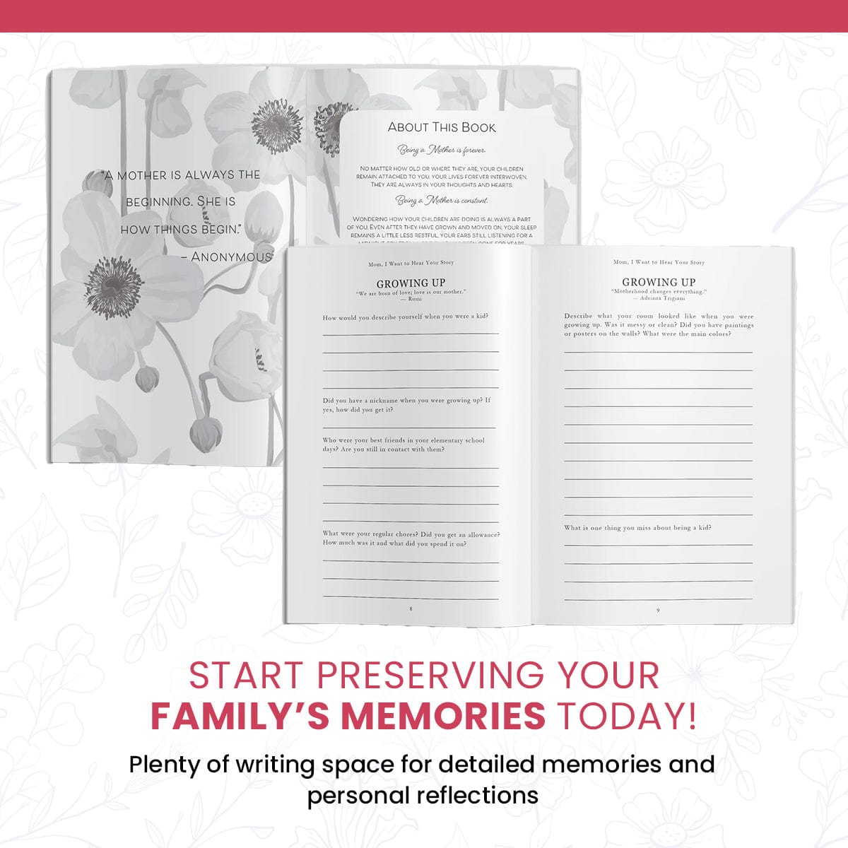 Luhaka® Mom, I Want to Hear Your Story: A Mother’s Guided Journal To Share Her Life & Her Love 🌹Happy Mother's Day