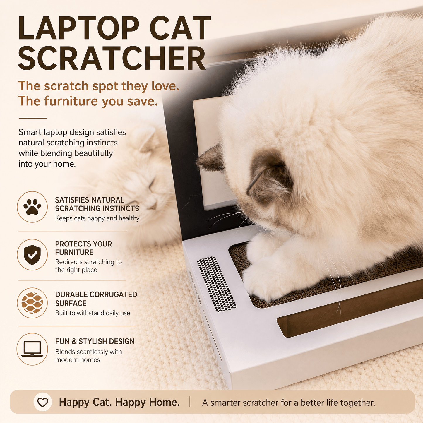 A Laptop Just for Your Cat.Keep your cat busy, happy, and away from your furniture with this cute laptop-shaped cat scratcher.