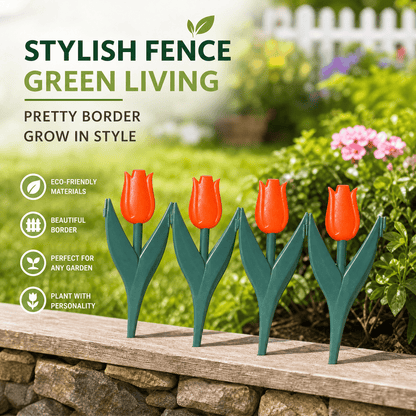 🌷 Artificial Tulip Flower Fence | Decorative Garden Border