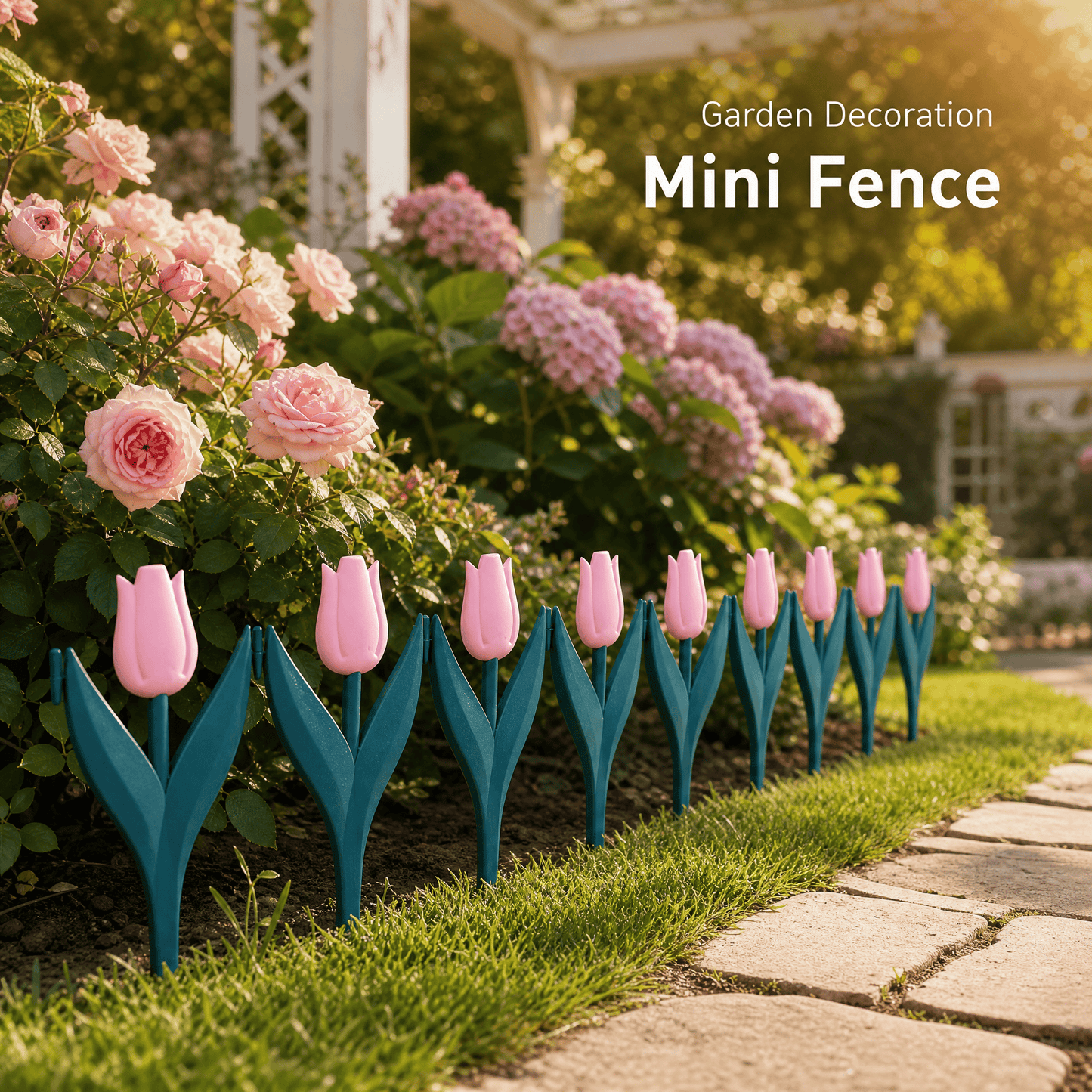 🌷 Artificial Tulip Flower Fence | Decorative Garden Border