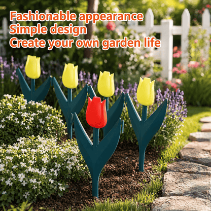 🌷 Artificial Tulip Flower Fence | Decorative Garden Border