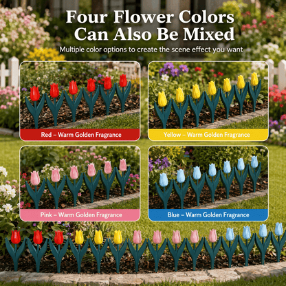 🌷 Artificial Tulip Flower Fence | Decorative Garden Border