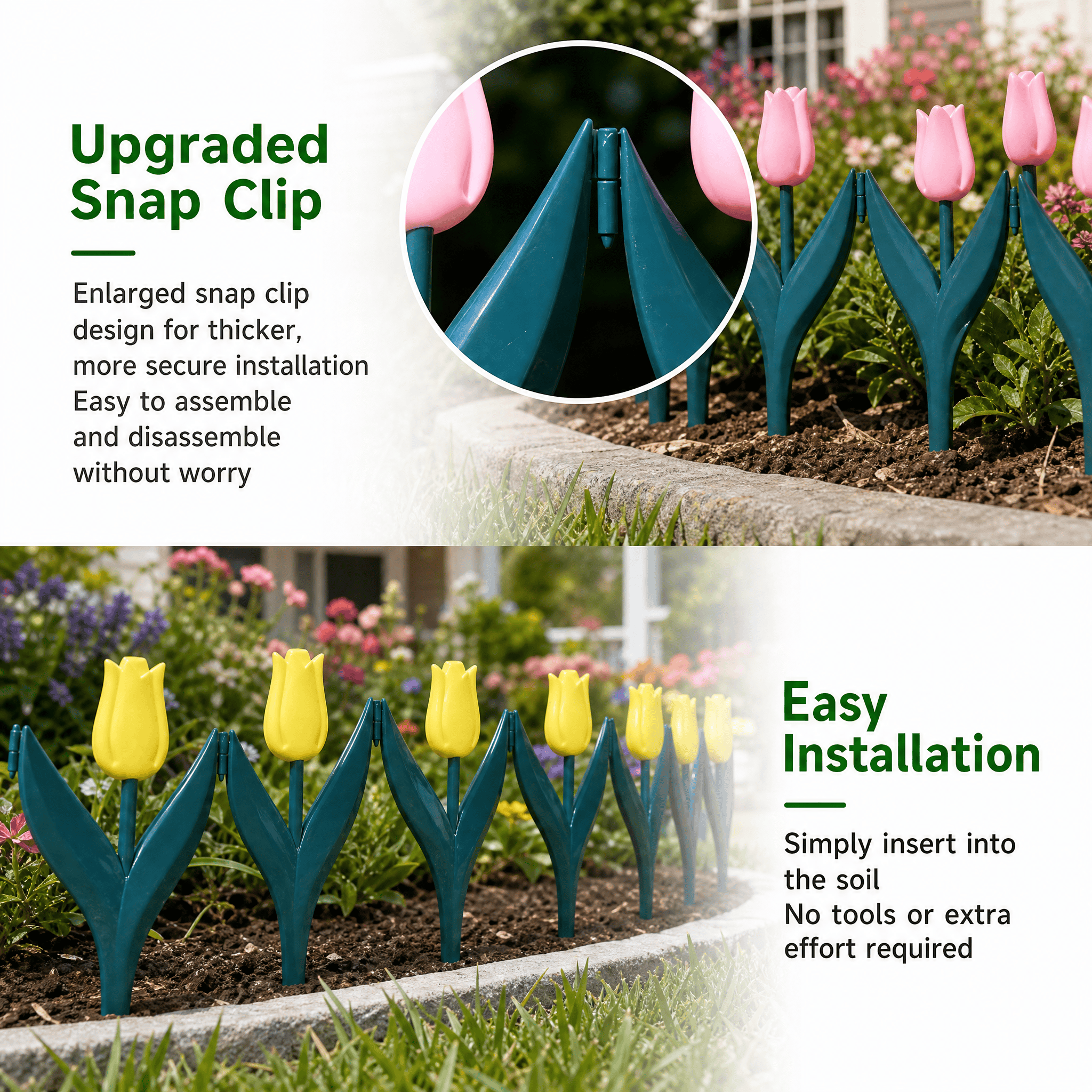 🌷 Artificial Tulip Flower Fence | Decorative Garden Border