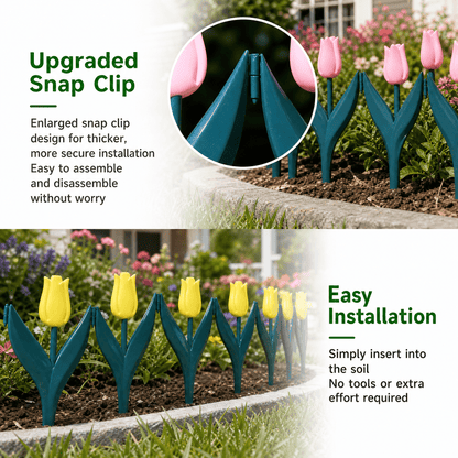 🌷 Artificial Tulip Flower Fence | Decorative Garden Border