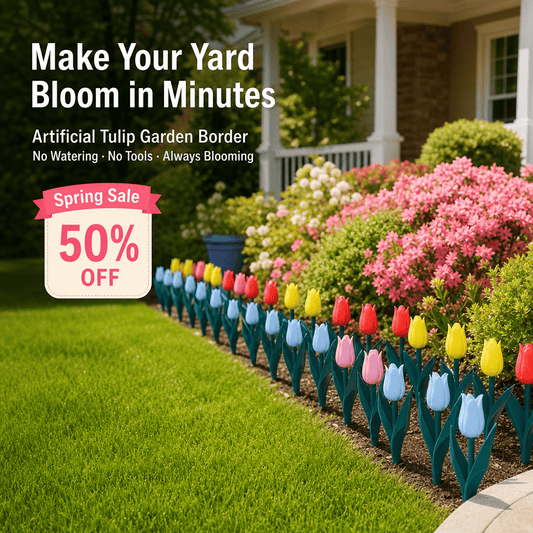🌷 Artificial Tulip Flower Fence | Decorative Garden Border