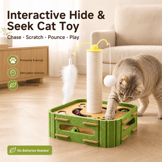 🔥 50% OFF 🐱 Interactive Cat Hide-and-Seek Toy Box with Felt Scratcher
