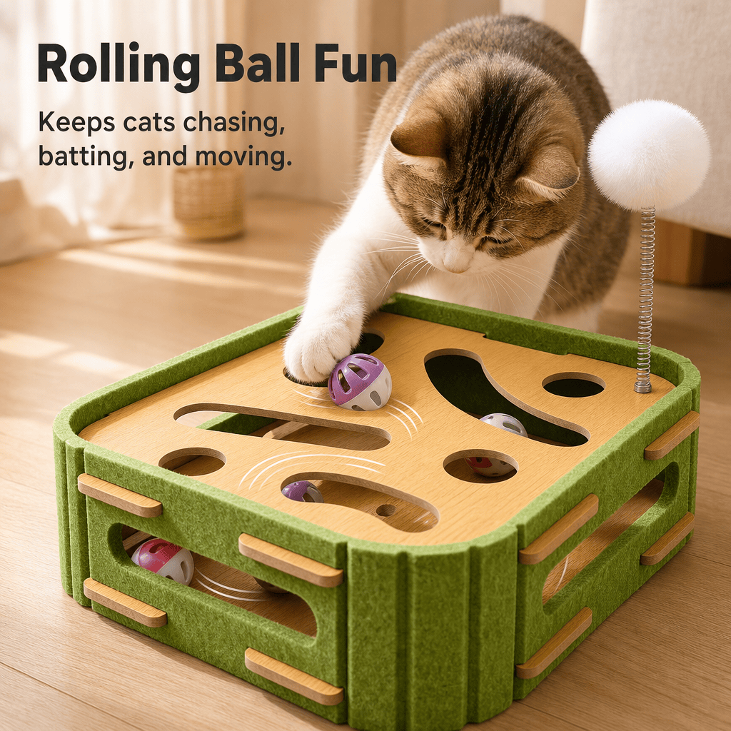 🔥 50% OFF 🐱 Interactive Cat Hide-and-Seek Toy Box with Felt Scratcher