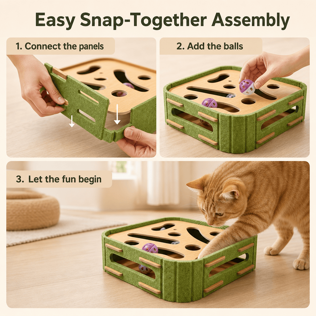 🔥 50% OFF 🐱 Interactive Cat Hide-and-Seek Toy Box with Felt Scratcher