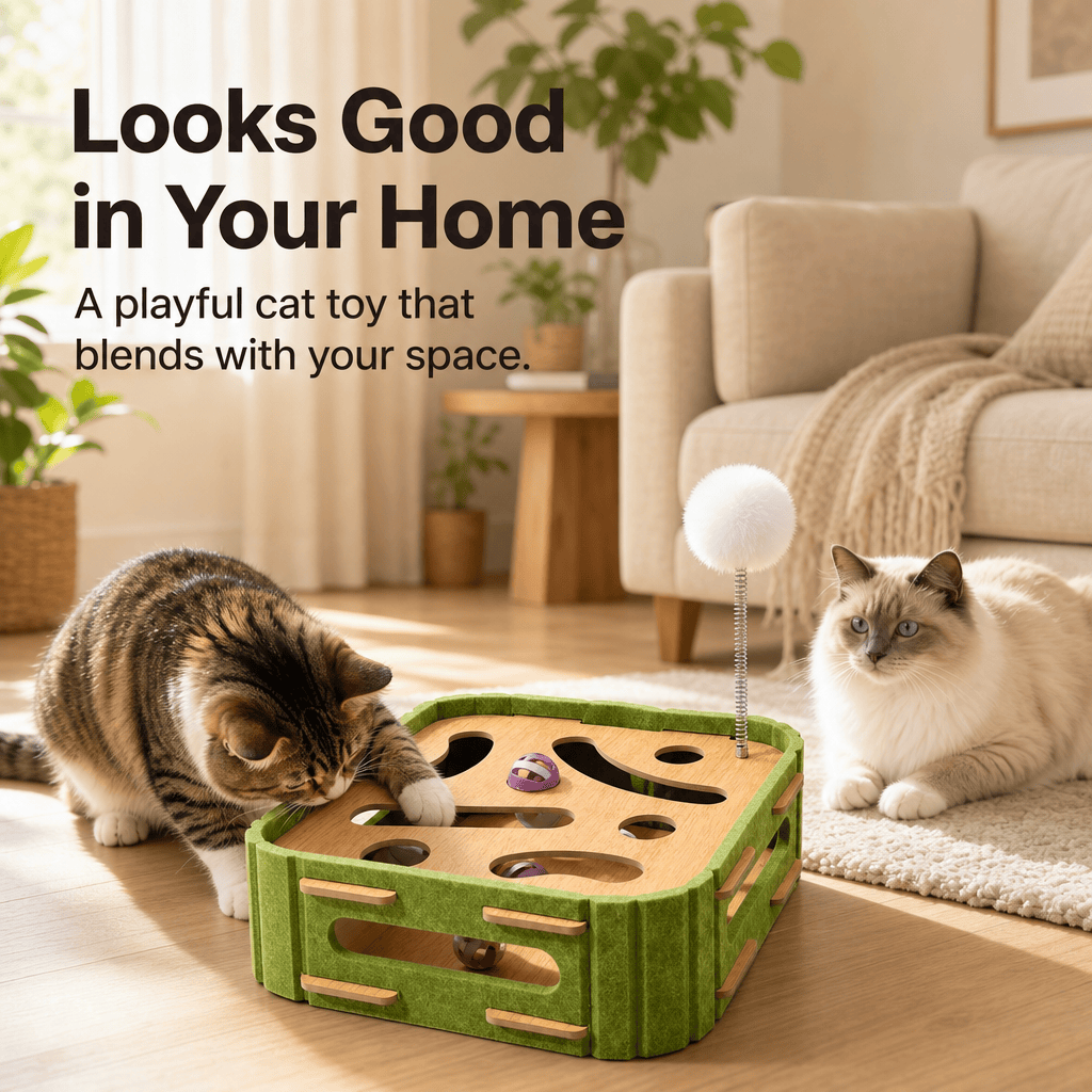 🔥 50% OFF 🐱 Interactive Cat Hide-and-Seek Toy Box with Felt Scratcher