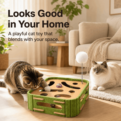🔥 50% OFF 🐱 Interactive Cat Hide-and-Seek Toy Box with Felt Scratcher