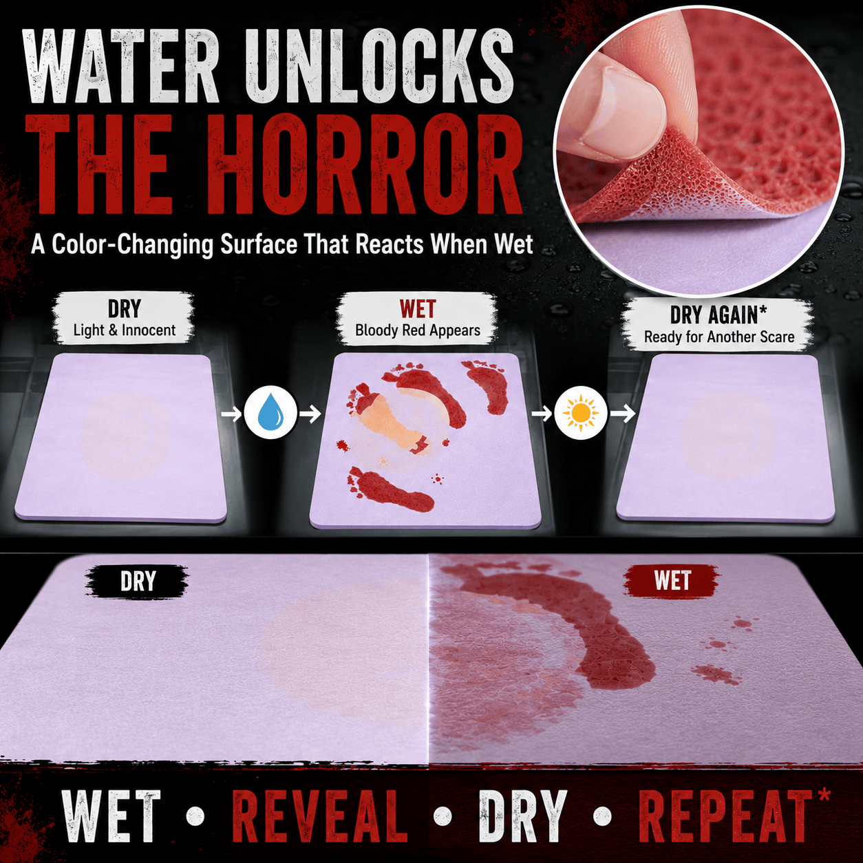 Water-Activated Bloody Bath Mat- 🩸Buy one get one free