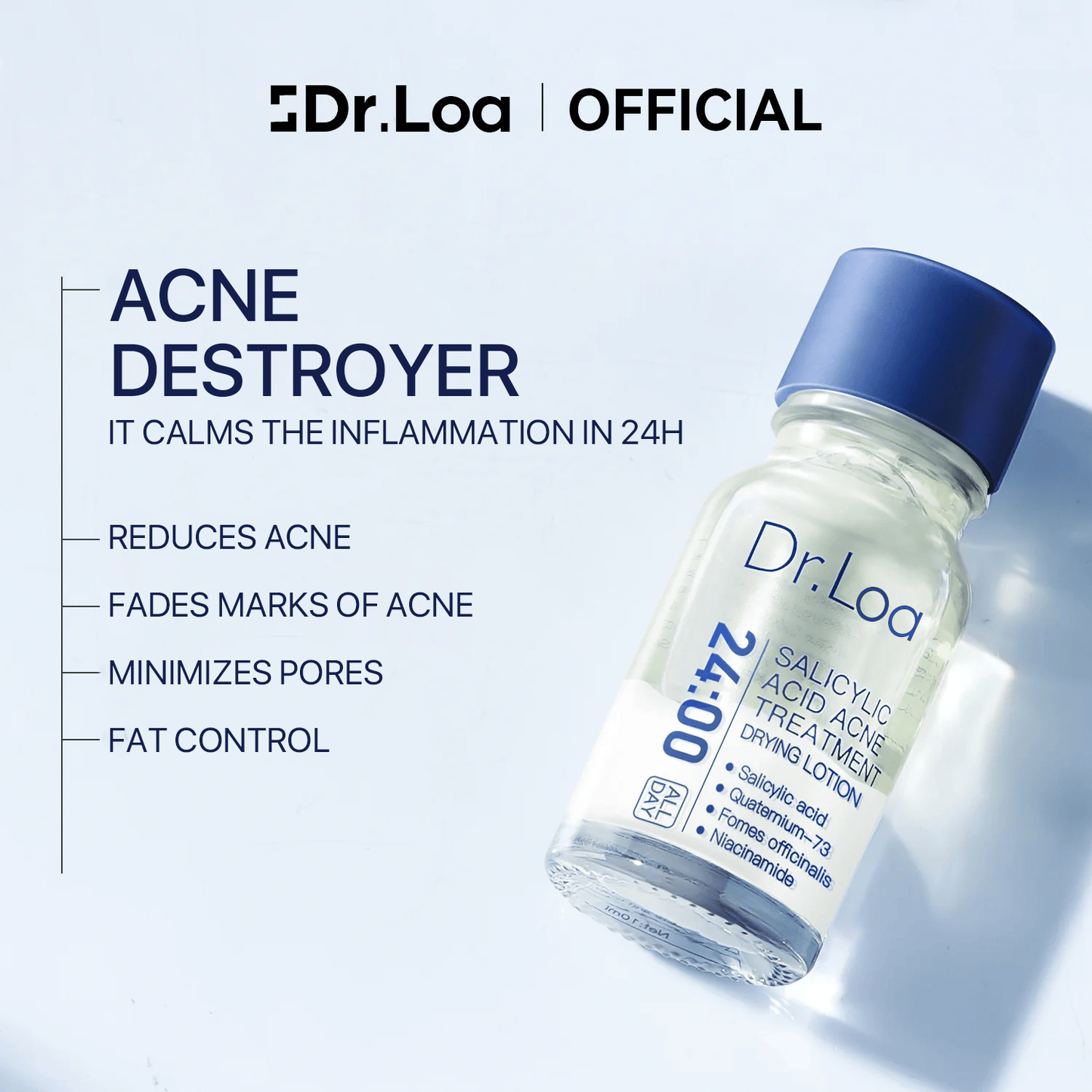 Dr.Loa 24H Acne & Pimple Treatment Drying Lotion 1 | SalicylicAcid +Sulfur +Niacinamide | ViralProduct | Inflammation Relief, PostBlemish Care & High Pressure Pimple Relief