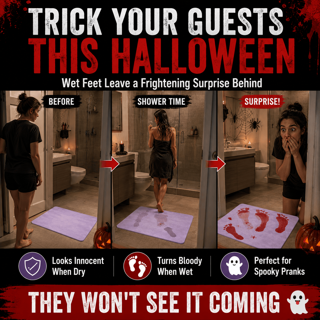 Water-Activated Bloody Bath Mat- 🩸Buy one get one free