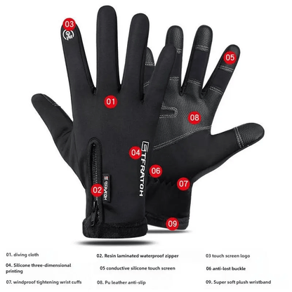 Outdoor Winter Gloves Touchscreen Windproof Full-Finger Fleece Lined for Men Women Sports Travel Daily Activities Unisex ACE 1