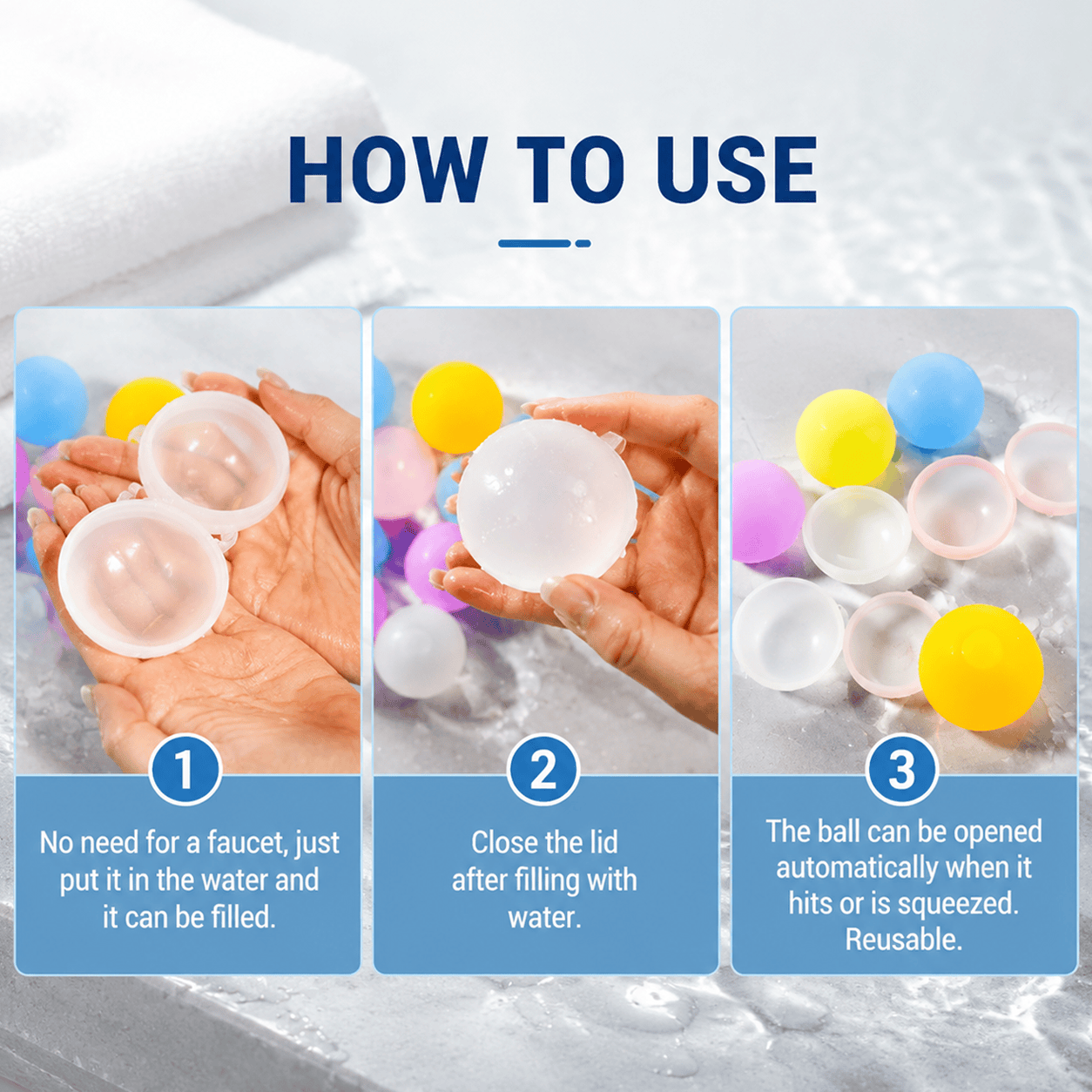 Reusable Magnetic-Free Silicone Water Ball