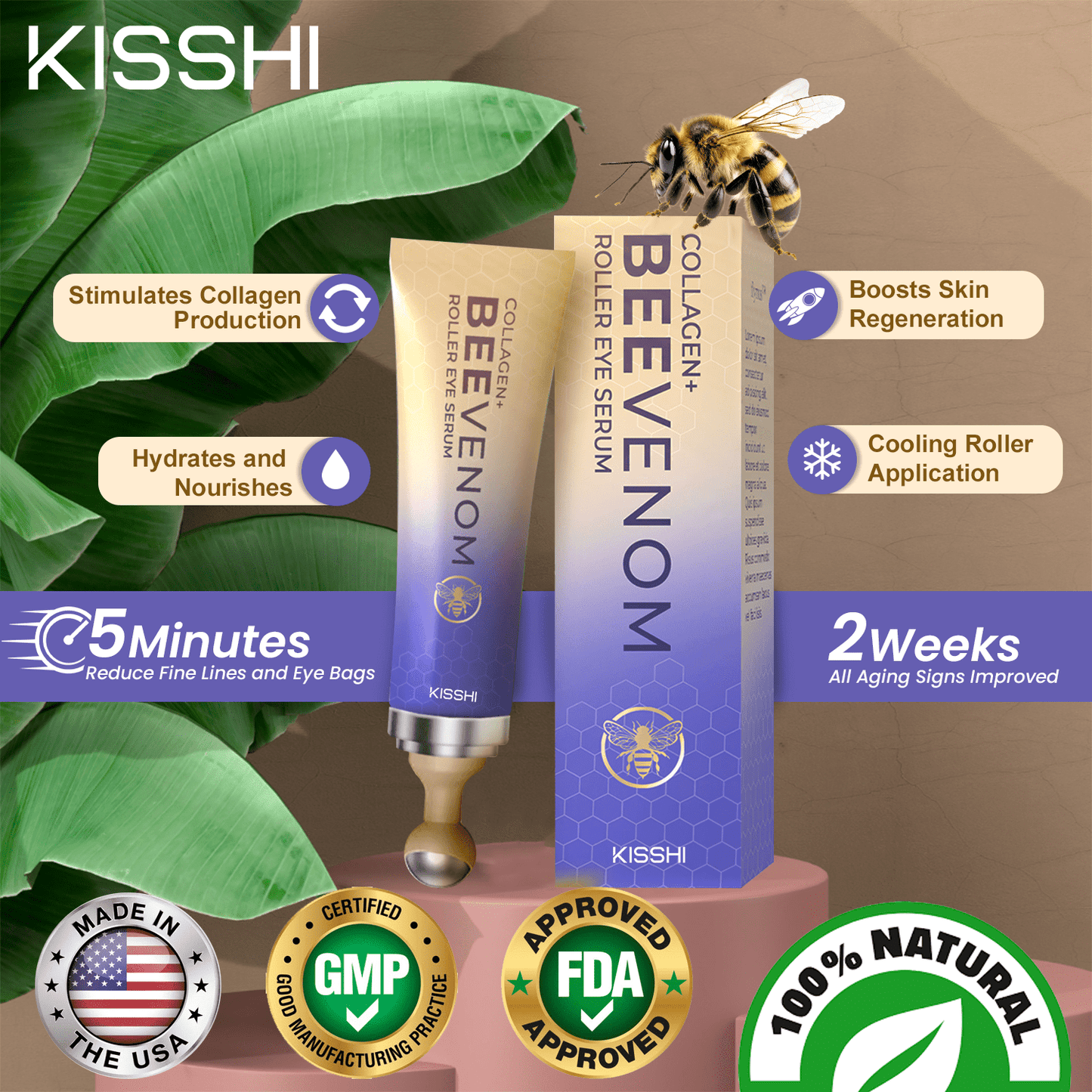 Kisshi™ Collagen+ Bee Venom Roller Eye Cream