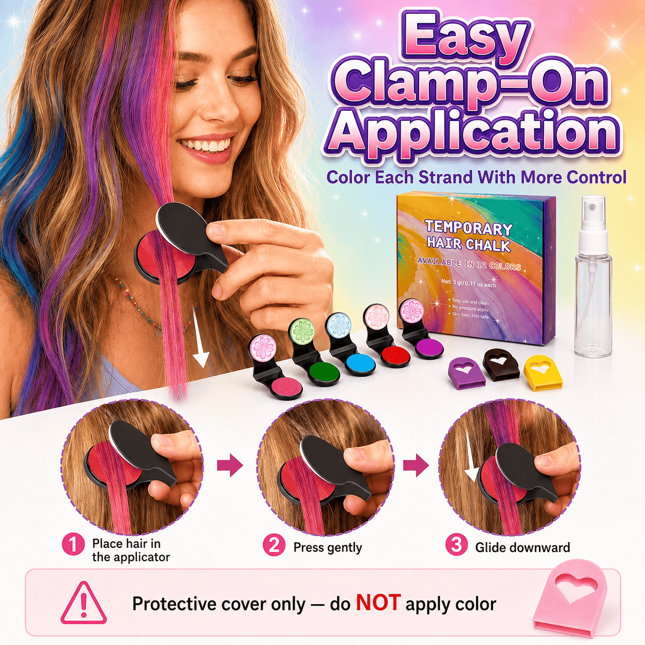⏳🔥LIMITED-TIME 50% OFF! ⏰🌈 12-Color Temporary Hair Chalk Applicator Set