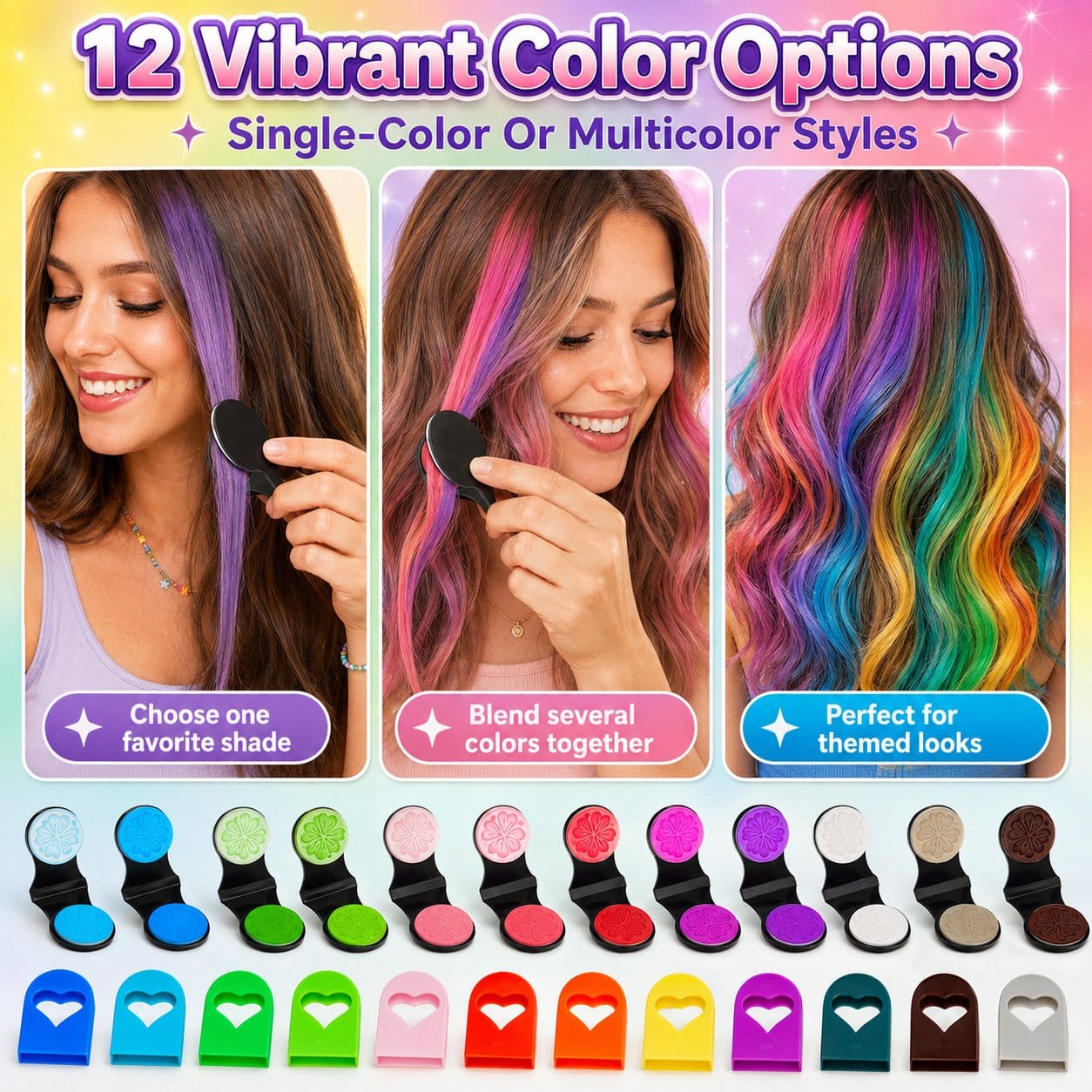 ⏳🔥LIMITED-TIME 50% OFF! ⏰🌈 12-Color Temporary Hair Chalk Applicator Set
