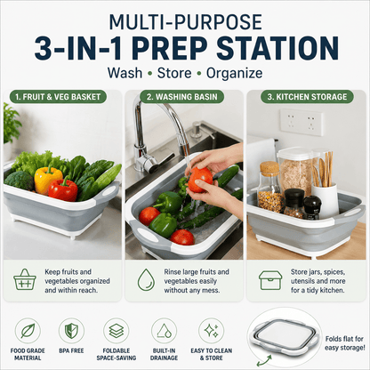 3-in-1 Foldable Kitchen Prep Station