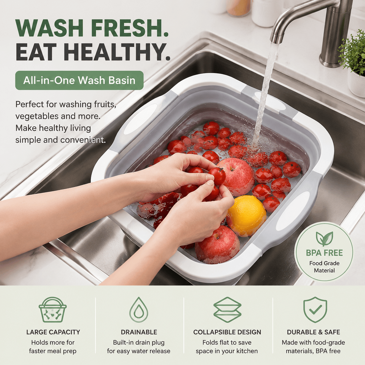 3-in-1 Foldable Kitchen Prep Station