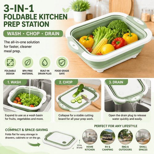 3-in-1 Foldable Kitchen Prep Station