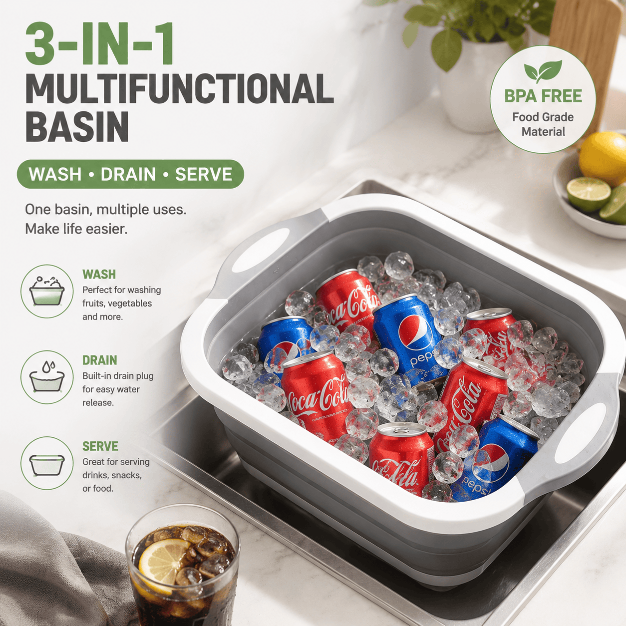 3-in-1 Foldable Kitchen Prep Station