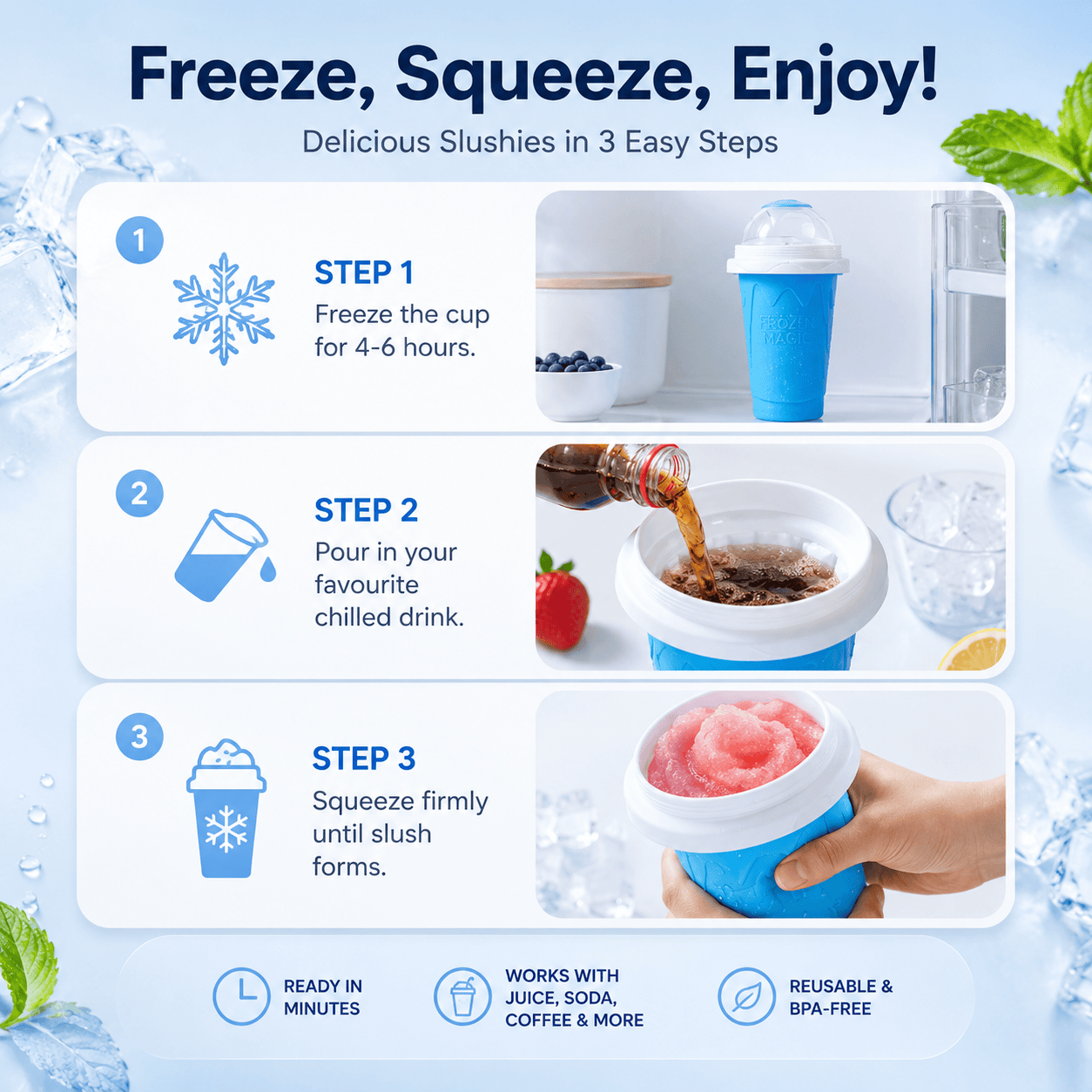 Freeze and Squeeze Homemade Slushy Cup