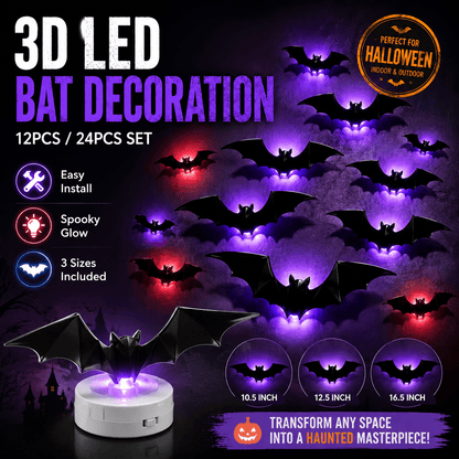 🦇Halloween 3D LED Bat Light Decorations