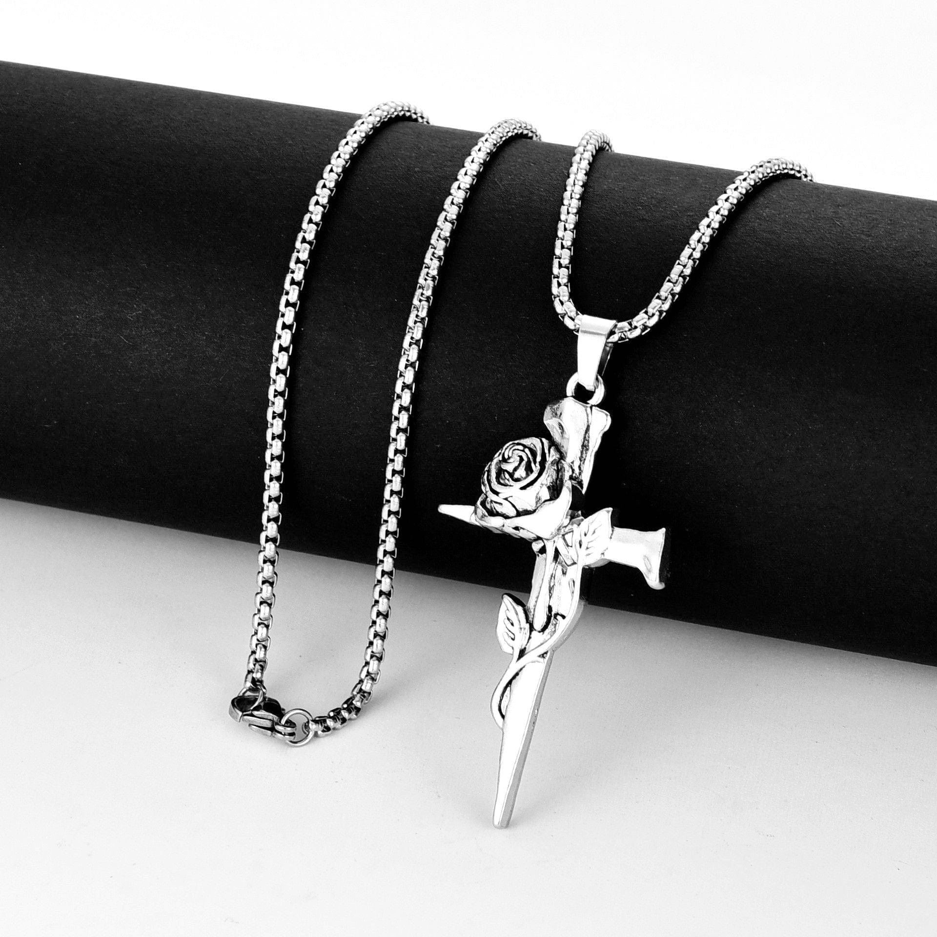 CZTICLE® Eternal Rose & Cross Vintage Pendant