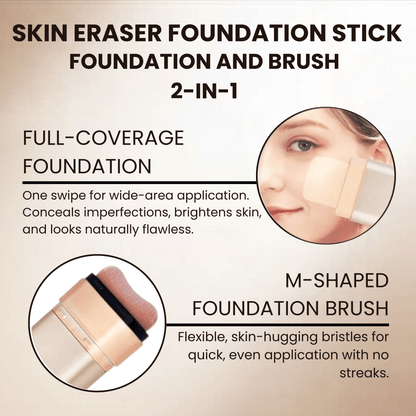 QINAWHITE Luminous Dual Ended Concealer Foundation Stick With Built In Brushes