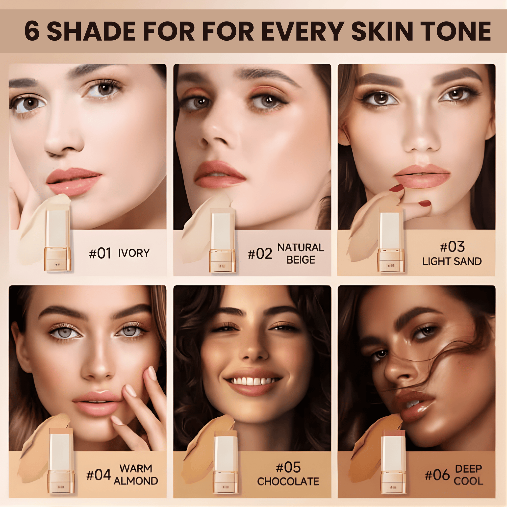 QINAWHITE Luminous Dual Ended Concealer Foundation Stick With Built In Brushes
