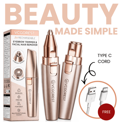 Eyebrow & Facial Trimmer: 2 in1 Rechargeable Facial Hair Removal & Eyebrow Shaver 6