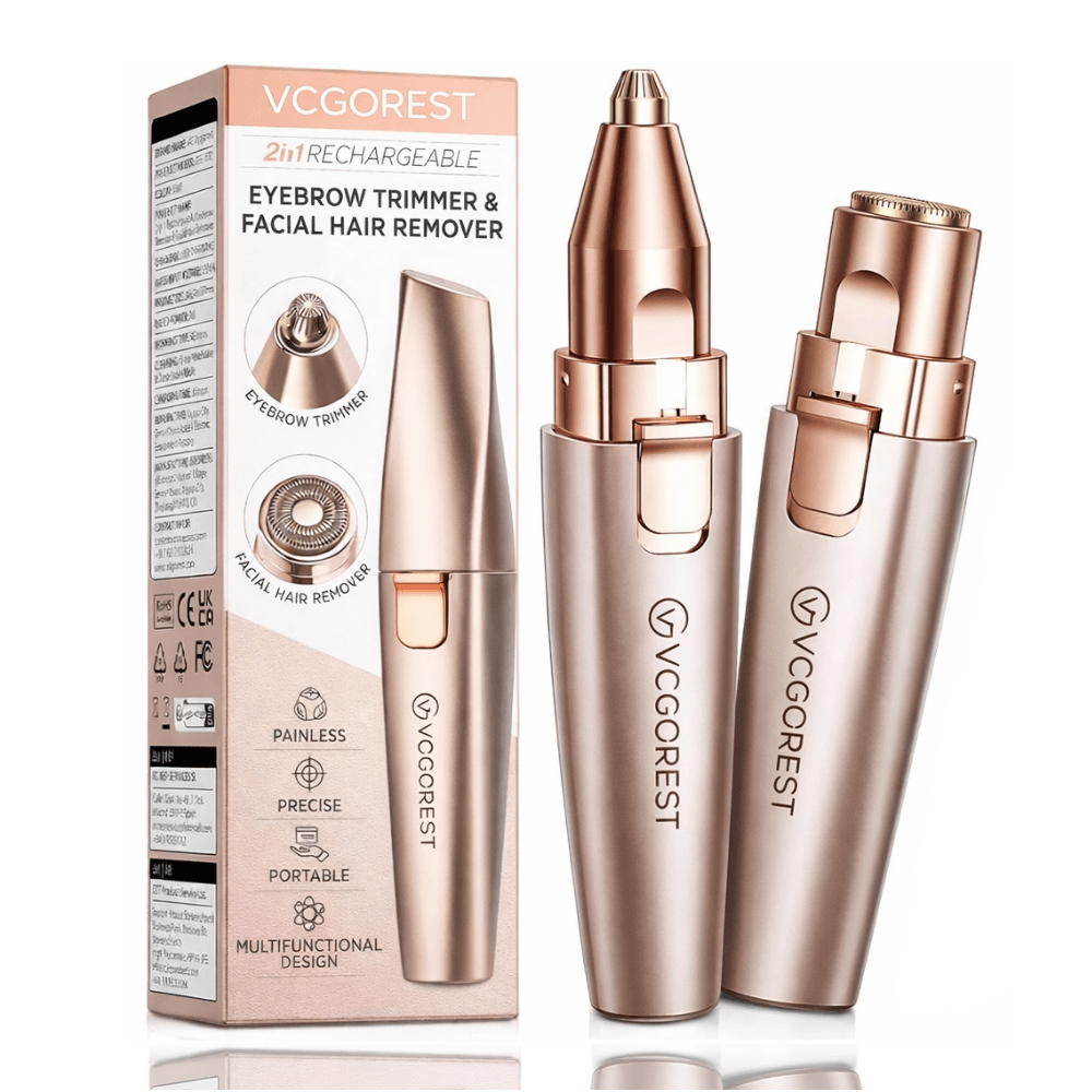 Eyebrow & Facial Trimmer: 2 in1 Rechargeable Facial Hair Removal & Eyebrow Shaver 2