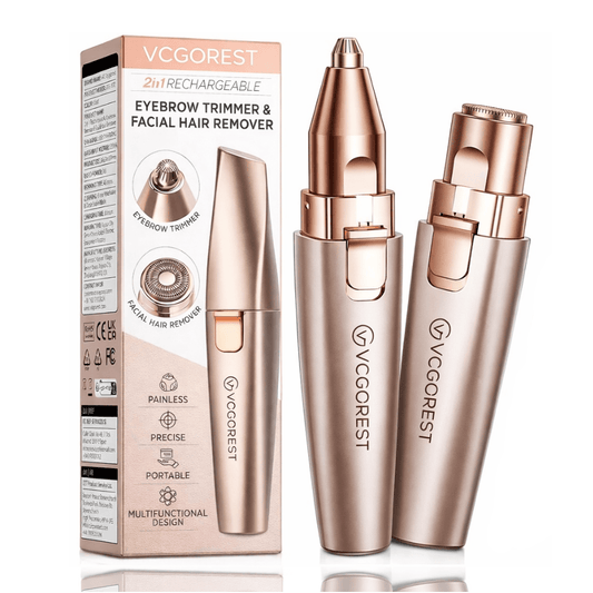 Eyebrow & Facial Trimmer: 2 in1 Rechargeable Facial Hair Removal & Eyebrow Shaver