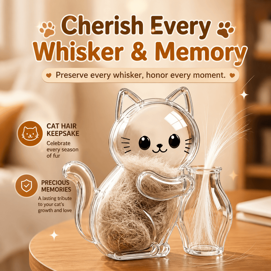 5PCS Magnetic Cat Whisker & Fur Keepsake Fridge Magnet Set for Pet Lovers keepsake detail