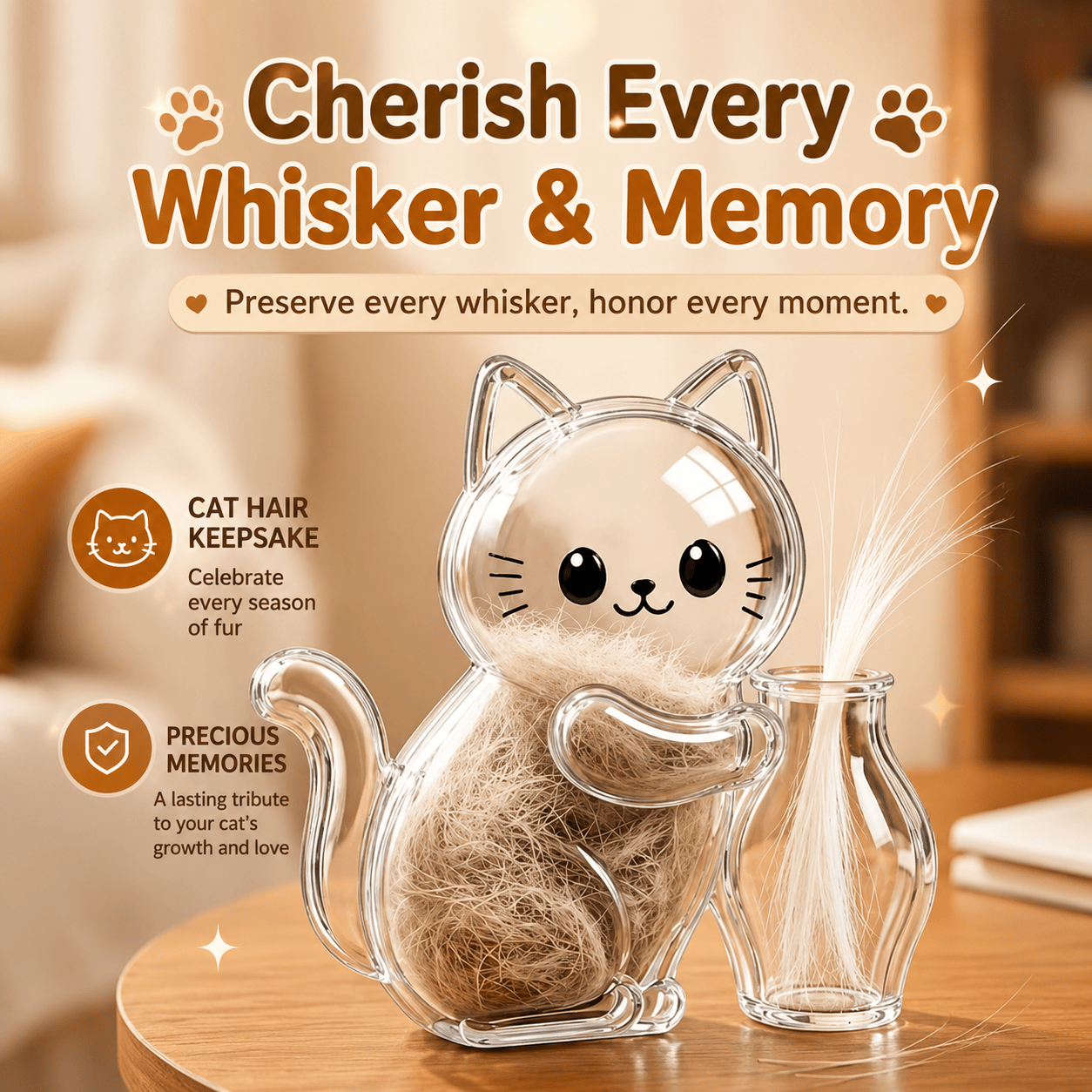 5PCS Magnetic Cat Whisker & Fur Keepsake Fridge Magnet Set for Pet Lovers