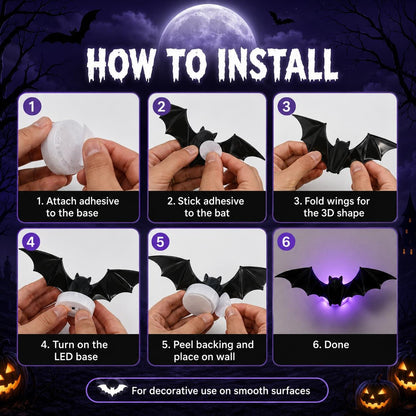 🦇Halloween 3D LED Bat Light Decorations