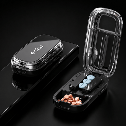 Upgrade-Designed Compact 3-in-1 Pill Splitter Organizer