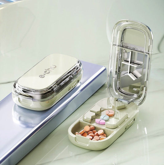 Upgrade-Designed Compact 3-in-1 Pill Splitter Organizer