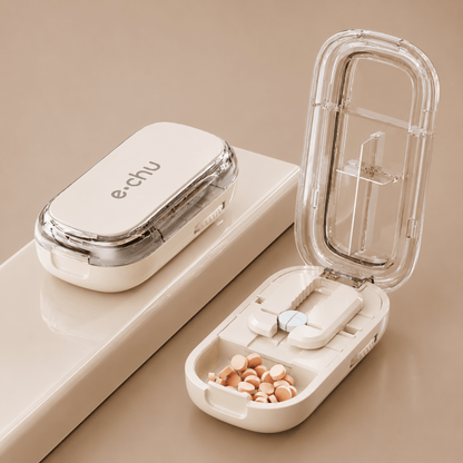 Upgrade-Designed Compact 3-in-1 Pill Splitter Organizer