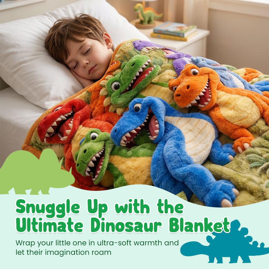3D Flannel Blanket – Ultra-Soft Dinosaur Adventure Blanket for Kids