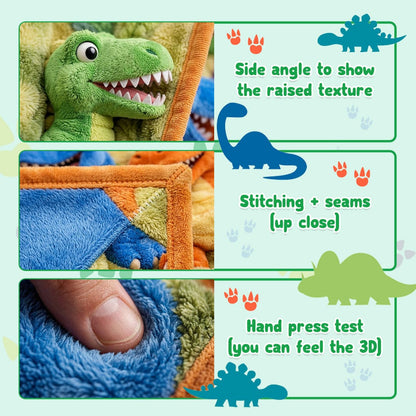 3D Flannel Blanket – Ultra-Soft Dinosaur Adventure Blanket for Kids