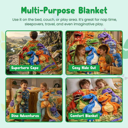 3D Flannel Blanket – Ultra-Soft Dinosaur Adventure Blanket for Kids
