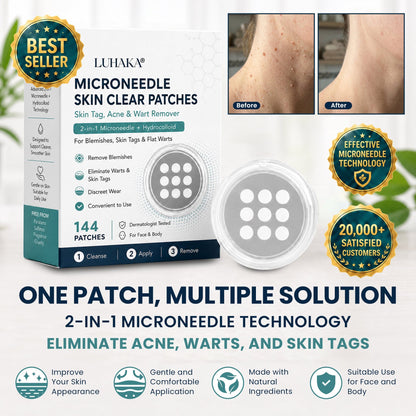 🌟 Luhaka® 2-in-1 Microneedle & Hydrocolloid Patch 🌿 A Dual-Action Solution for Face & Body Care—Helps Improve the Look of Moles, Acne, Flat Warts, Skin Tags, Wrinkles, Scars, and Other Common Skin Concerns ace 1