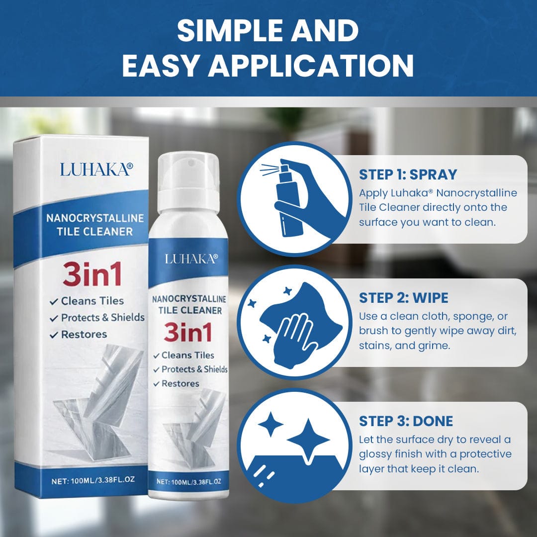 Luhaka® 3-in-1 Nanocrystalline Tile Cleaner Spray – Restores Shine, Protects & Repairs Surfaces